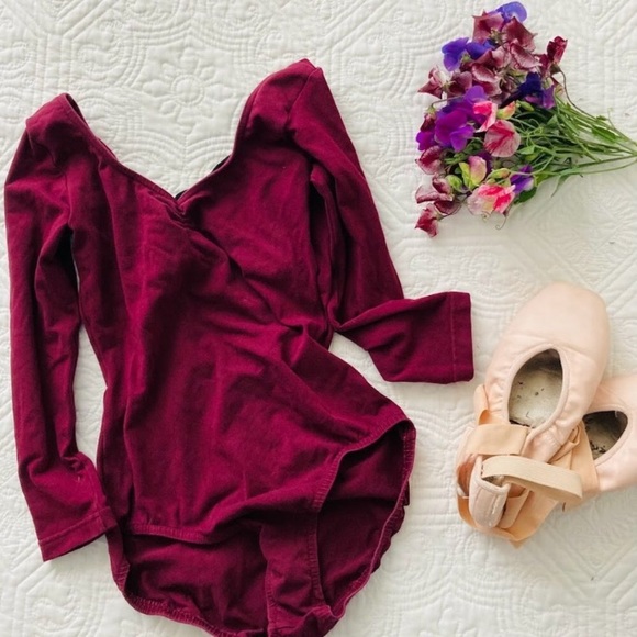 Bloch Other - Bloch 3/4 sleeve Burgundy Ballet Dance Leo Leotard